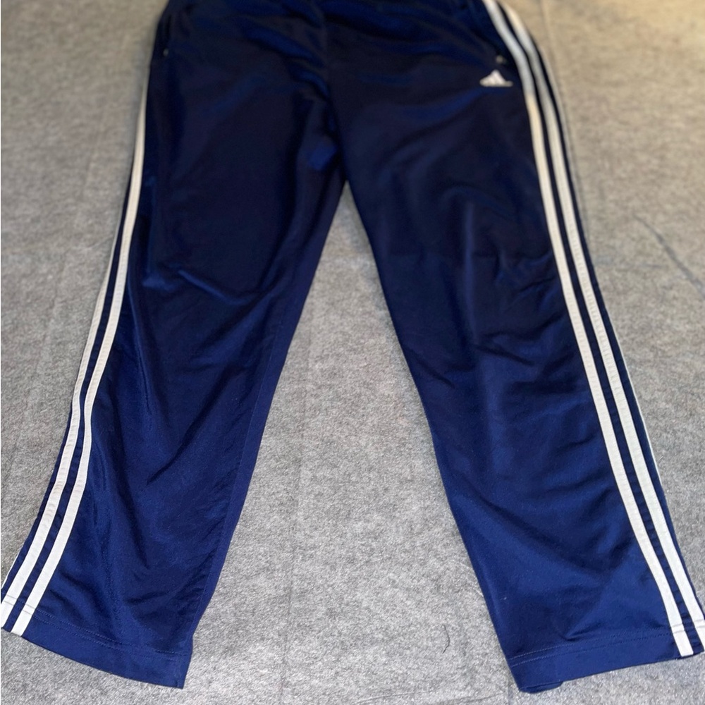 Vintage‎ snap button Adidas Blue and White Joggers with Signature Stripes